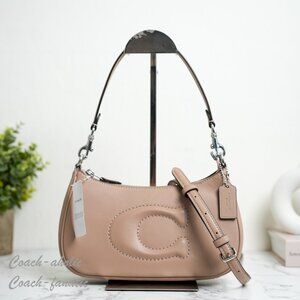 NWT Coach CR099 Teri Smooth Leather Crossbody Bag Purse in Silver/Taupe